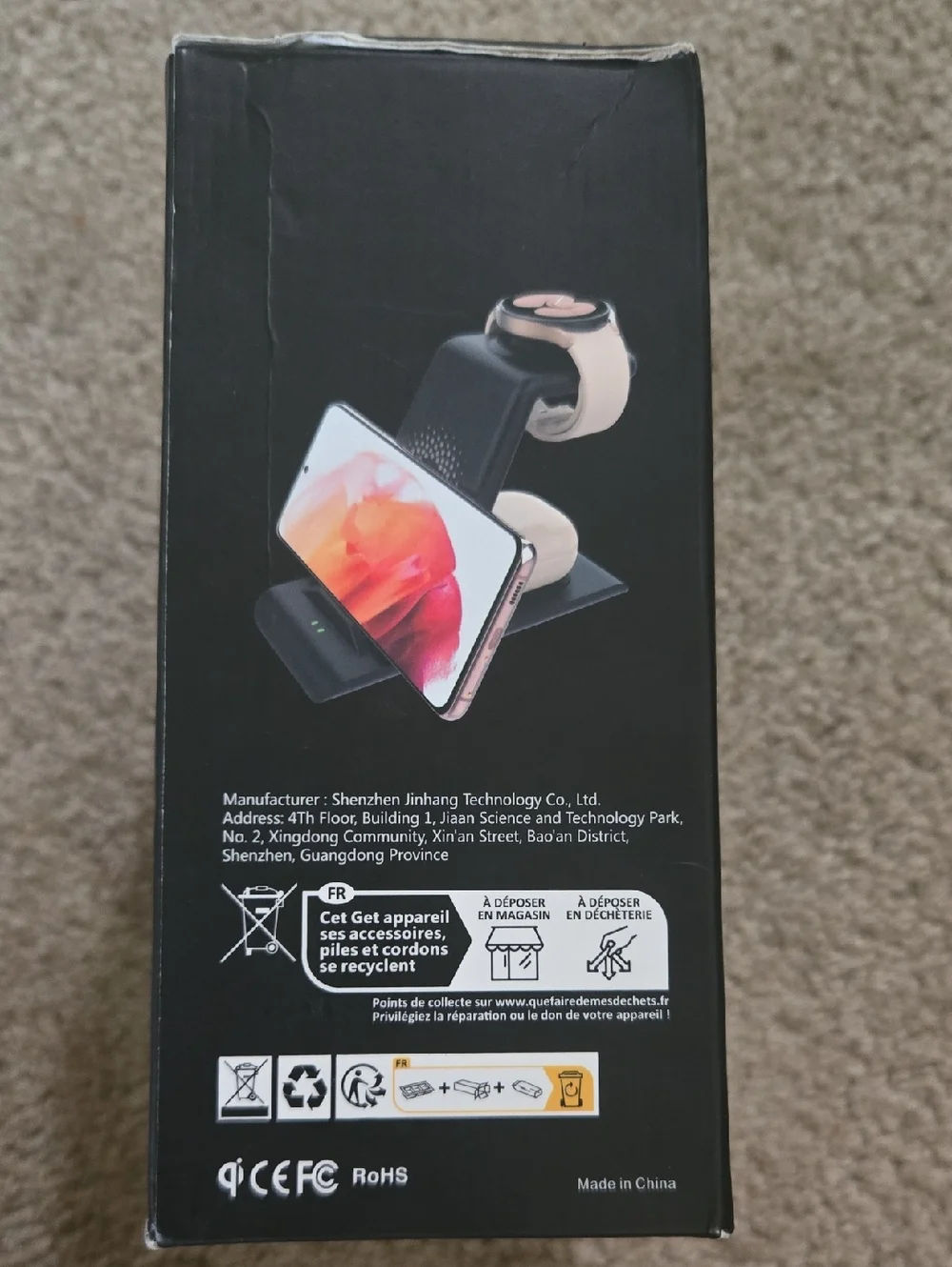 JH12-S 3-in-1 Wireless Charging Station - Black